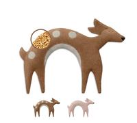 LESCHI Coussin chauffant micro ondes en coton 100% bio, Faon brun doré, Bouillotte graines de blé 100% bio, Bouillotte micro-ondes idéale pour réchauffer cervicale, épaules, cou, nuque