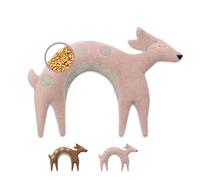 LESCHI Coussin chauffant micro ondes en coton 100% bio, Faon rose, Bouillotte graines de blé 100% bio, Bouillotte micro-ondes idéale pour réchauffer cervicale, épaules, cou, nuque