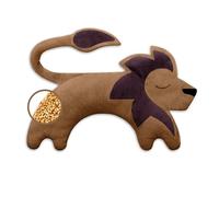 LESCHI Coussin chauffant micro ondes en coton 100% bio, Lion brun doré, Bouillotte graines de blé 100% bio, Bouillotte micro-ondes idéale pour réchauffer cervicale, épaules, cou, nuque