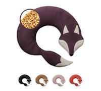 LESCHI Coussin chauffant micro ondes en coton 100% bio, Renard violet, Bouillotte graines de blé 100% bio, Bouillotte micro-ondes idéale pour réchauffer cervicale, épaules, cou, nuque