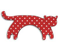 Leschi COUSSIN CHAUFFANT relâche les tensions de la nuque/bouillote pour micro-ondes/coussin en graines de blé pour femmes (cou, cervicales), enfants et bébés/Chat Minina, rouge à pois blanc