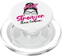 L'escouade de Soutien de Stronger Than Cancer Messy Bun Pink Warrior PopSockets PopGrip pour MagSafe