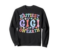 L'escouade de Voyage en Famille la Plus Heureuse de Gigi on Earth Groovy Grandma Sweatshirt