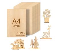 Leseed 10 Pièces Contreplaqué 2mm, Planche Bois Brut Tilleul 300 x 210mm pour DIY, Peinture, Pyrogravure, Découpe Laser, Modélisme et Autres Loisirs Créatifs, Panneau en Bois pour Débutants
