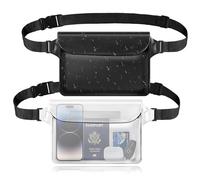 Leseed 2 PCS Pochette Étanche, IPX8 Sac Etanche avec Ceinture de Hanche Réglable, Sac Impermeable aux Pochette Telephone Portable pour Nautique, Pêche, Kayak, Baignade, Protection Téléphone