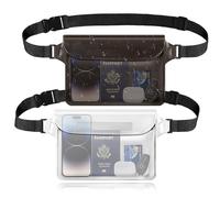 Leseed 2 PCS Pochette Étanche, IPX8 Sac Etanche avec Ceinture de Hanche Réglable, Sac Impermeable aux Pochette Telephone Portable pour Nautique, Pêche, Kayak, Baignade, Protection Téléphone