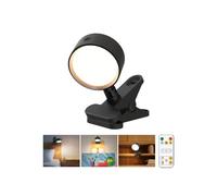 Leselampe Bett Klemme, LED Klemmlampe Akku mit 5000mAh, Klemmlampe Bett mit 3 Farben Dimmbar Touch Fernbedienung, 360° Flexibel Bettlampe Klemmleuchte Kabellos mit Timer und Speicherfunktion