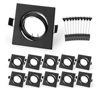 Leselux Projecteurs Spot Encastrable GU10 Set, 10 Pièces Cadres de Montage En Carré avec Douille GU10, 60° Spot de Plafond Orientable Noir, Trou de Montage Ø68-80mm, Pour Lampes A LED Ou Halogènes