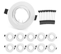 Leselux Spot Encastrable GU10 Set, 10 Pièces Cadre de Spot En Blanc avec Douille GU10, Rond Cadre de Montage Spot Orientable 60°, Trou de Montage Ø68-80mm, 230V, Pour Lampes A LED Ou Halogènes