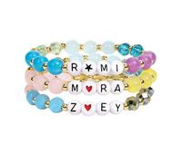 Leseogye Lot de 3 bracelets pour femme, bracelets d'amitié, bracelets de perles, bracelets élastiques, pour amies, anniversaire, quotidien, enterrement de vie de jeune fille
