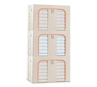 Lesfit 3 * 66L, Boîtes de Rangement pliables, Rangements Empilables pour Vêtement et autres Articles quotidiens, stables et transparentes, 50 * 40 * 33CM, Kaki
