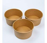 Lesi Lot de 50 grands saladiers ronds en papier jetables avec couvercle - Fournitures de fête pour aliments chauds/froids, soupes, etc