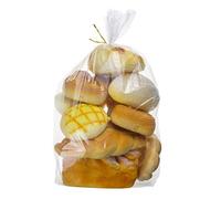 Lesibag Lot de 50 sacs à soufflets en plastique transparent pour pains, petits pains maison et baguettes avec attaches torsadées gratuites (45,7 x 20,3 x 10,2 cm)