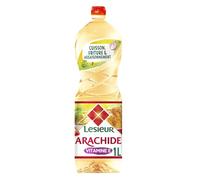 LESIEUR Huile d'Arachide 1L - Cuisson, Friture et Assaisonnement - Résistante à la Chaleur avec Vitamine E - Bouteille Plastique Recy et Recyclable - Lot de 3