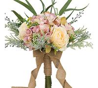 LESING Bouquets de mariée artificielles Faits à la Main - Bouquets de Mariage romantiques pour la mariée, Demoiselle d'honneur Tenant des Fleurs (Bouquet-Rose hortensie)