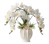 LESING Fleurs artificielles Ochidées en Pot avec Vase pour décoration d'intérieur (Style 3, Vase Blanc)