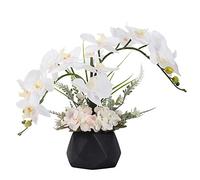 LESING Fleurs d'ochidée artificielles avec Vase, Fleurs artificielles en Pot, orchidée phalaenopsis pour décoration de la Maison (Style 2, Vase Noir)