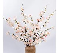 LESING Lot de 4 branches de cerisier artificielles avec fleurs en fausse soie pour décoration de mariage, maison, bureau, fête Rose clair-1