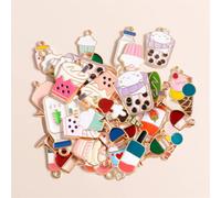 Leslie-Mélange de breloques en émail pour colliers de la présidence, bijoux à bricoler soi-même, accessoires exécutifs, mignon, nourriture, clics, crème glacée, gâteau, jus de cola, Pmotfor, 10 pièces