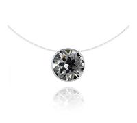 LESLUCILLES Collier Invisible Ras-de-Cou - Solitaire Brillant - Argent 925 - Couleur au Choix (Gris Diamon)