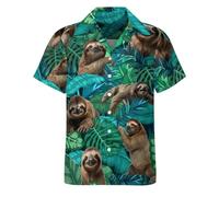 LESOCUSTOM Chemise hawaïenne à Manches Courtes pour Homme, années 80 | Manches courtes, boutonné, imprimé, léger, facile à nettoyer, décontracté, doux, Aloha, camping, croisière, Luau, plage