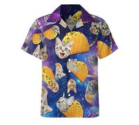 LESOCUSTOM Chemise hawaïenne à Manches Courtes pour Homme, années 80 | Manches courtes, boutonné, imprimé, léger, facile à nettoyer, décontracté, doux, Aloha, camping, croisière, Luau, plage