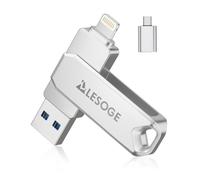 LESOGE Clé USB 256 Go, 3 en 1 USB 3.0, Stockage Externe USB-C | Certifiée MFi, idéale pour sauvegarder photos et vidéos. Transfert de fichiers facile entre iPhone, iPad, Android, Mac et PC.