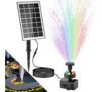 LESOLEIL Pompe Solaire pour Fontaine à Eau avec Batterie 2000 mAh, 3,5 W, kit de Pompe de Fontaine Solaire avec 8 Buses, lumières LED colorées, pour Bain d'oiseaux, arrière-Cour, Jardin et étang