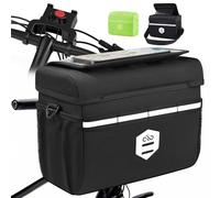 Lesolph Sacoche Velo Guidon avec Adaptateur pour vélo et e-Bike, 6L Panier Velo Avant Etanche Accessoire Support Telephone trotinette Electrique Porte Scooter Pochette Sac VTT