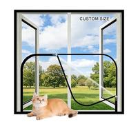 Lesone Filet de protection pour chat avec fermeture éclair, autocollant pour fenêtre, moustiquaire pour insectes, animaux domestiques, facile à installer