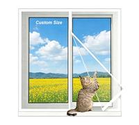 Lesone Protection de fenêtre pour chat avec fermeture éclair, moustiquaire autocollante en maille pour insectes, animaux domestiques, protection de fenêtre pour chat, filet de sécurité intérieur pour