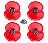 Lesonwo Lot de 2/4 broches coquelicot rouge 28 mm x 24 mm, taille unique, Zinc