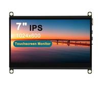 LESOWN Écran tactile 7" IPS 1024 x 600 HDMI alimenté par USB avec deux haut-parleurs pour Raspberry Pi 4 3 Windows AIDA64 Surveillance de la température CPU