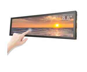 LESOWN Écran tactile large de 8,8 pouces avec barre extensible 480 x 1920 IPS longue barre LCD écran secondaire boîtier PC pour Windows Rpi4