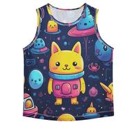 l'espace Mignon Doodle Chat DéBardeurs sans Manches pour Garçons Adolescents,Idéaux pour Sport Activités Physiques