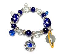 L'Espace Planet Bracelet Bijoux Bleu Galaxy Système solaire astronomie Guardian Universe faite à la main Perle en verre Bracelet extensible avec Spinner Charm 19,1 cm Longueur dans une boîte cadeau