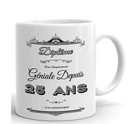 L'Esprit Des Anges Cadeau Anniversaire Femme 25 ans - Tasse Mug - Diplôme Tout Simplement Géniale Depuis 25 ans - Original Personnalisé