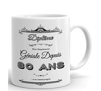 L'Esprit Des Anges Cadeau Anniversaire Femme 80 ans - Tasse Mug - Diplôme Tout Simplement Géniale Depuis 80 ans - Original Personnalisé