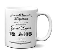 L'Esprit Des Anges Cadeau Anniversaire Homme 18 ans - Tasse Mug - Diplôme Tout Simplement Génial Depuis 18 ans - Original Personnalisé