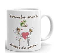 L'Esprit Des Anges Tasse-Mug Cadeau Anniversaire 1 An de Mariage Noce de Coton Original Amour Couple Romantique