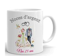 L'Esprit Des Anges Tasse-Mug Cadeau Anniversaire 25 Ans de Mariage Noce d' Argent Original Amour Couple Romantique