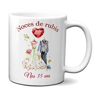 L'Esprit Des Anges Tasse-Mug Cadeau Anniversaire 35 Ans de Mariage Noce de Rubis Original Amour Couple Romantique
