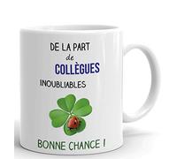 L'Esprit Des Anges Tasse-Mug Cadeau Collègue Départ Nouveau Job -De La Part de Collègues Inoubliables Bonne Chance- Trèfle Porte Bonheur Coccinelle