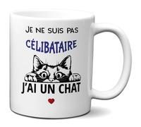 L'Esprit Des Anges Tasse Mug Cadeau Humour Chat - Je ne suis pas Célibataire j'ai un Chat- - Rigolo Amusant