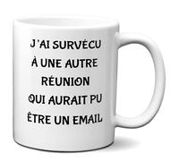 L'Esprit Des Anges Tasse-Mug Collègue Humour -J'ai Survécu à une Réunion - Idée Cadeau Patron Travail Job