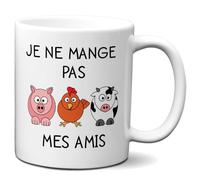L'Esprit Des Anges Tasse-Mug Vegan Végétarien- Je ne Mange pas Mes Amis - Idée Cadeau Personnalisé Original Anniversaire Fête Ami et Famille