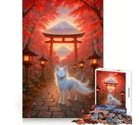 l'esprit du Torii Renard Blanc Mystique en Automne au Japon Puzzle de 1000 pièces pour Adolescents Jeu de réflexion Découpe précise Décoration Artistique 50x75cm