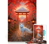 l'esprit du Torii Renard Blanc Mystique en Automne au Japon Puzzle Difficile de 1000 pièces pour Adultes Reconnaissance améliorée Découpe Nette et précise Cadeau Unique 38x26cm