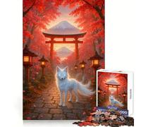 l'esprit du Torii Renard Blanc Mystique en Automne au Japon Puzzle Difficile de 1000 pièces pour Adultes Reconnaissance améliorée Découpe Nette et précise Cadeau Unique 38x26cm