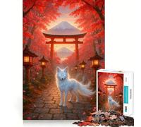 l'esprit du Torii Renard Blanc Mystique en Automne Puzzle Japonais de 1000 pièces pour Adolescents Jeu de réflexion Amusant et décontracté Design élégant Cadeau 38x52cm